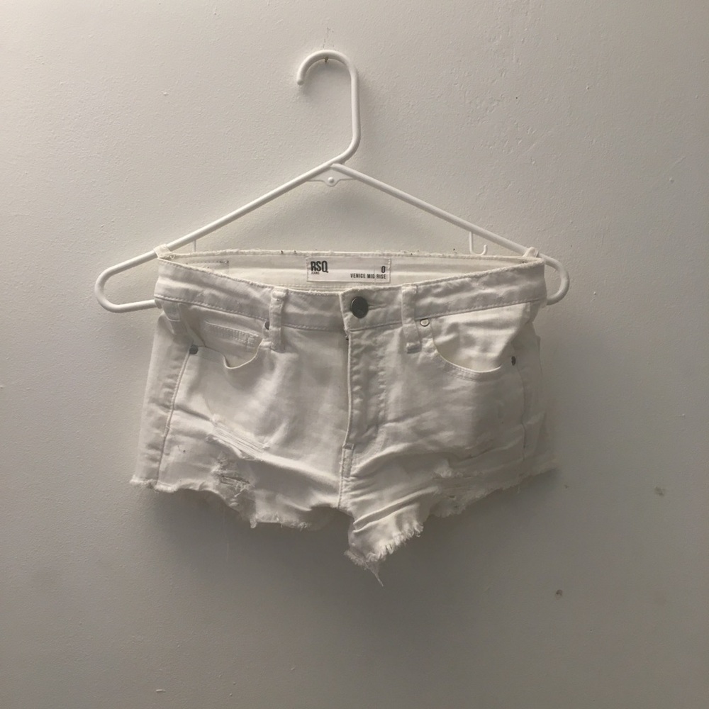 RSQ Mid Rise White Jean Shorts